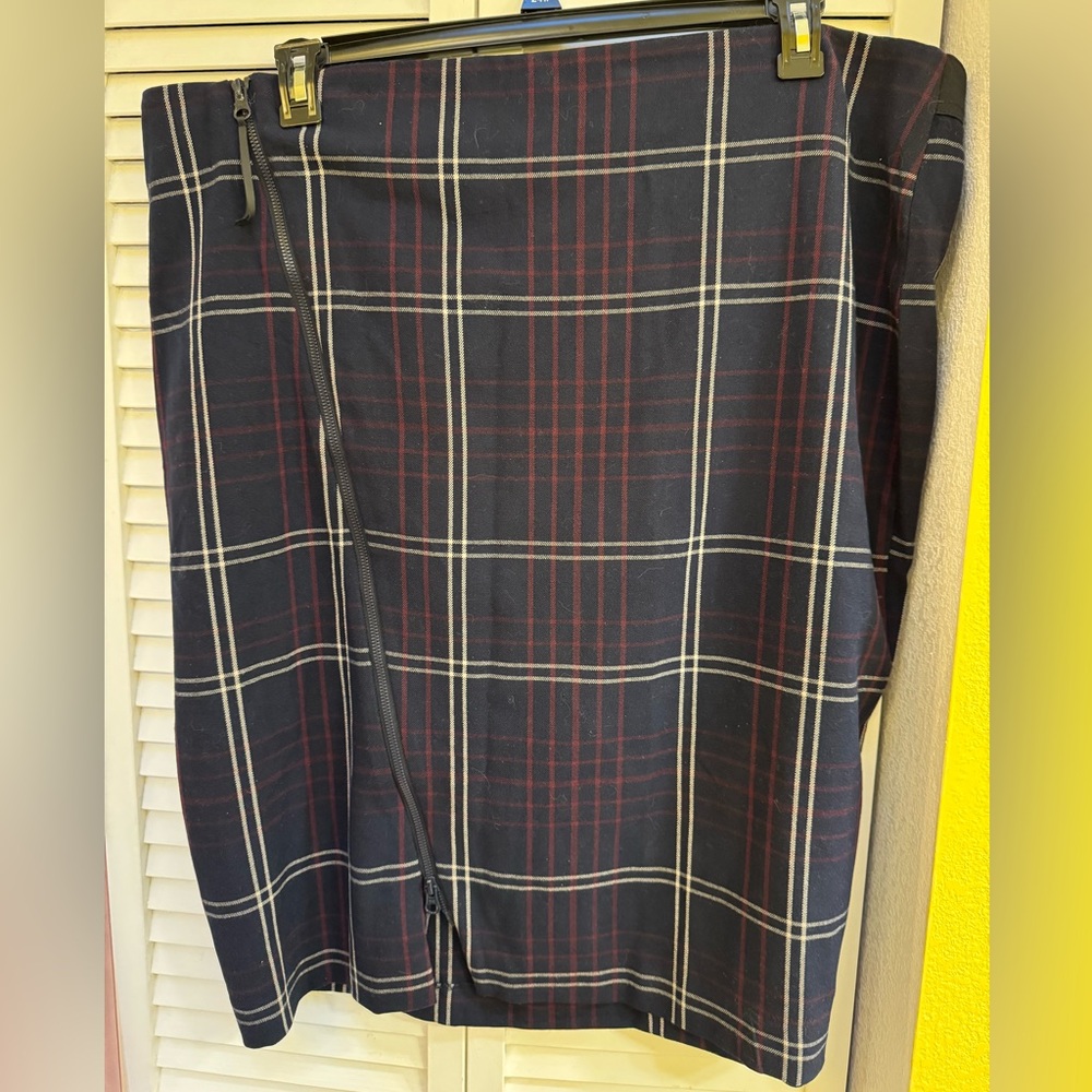 Lane Bryant Navy and Burgundy Plaid Skirt